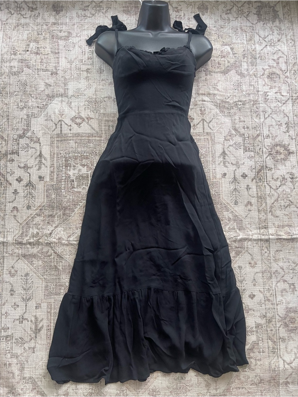 Reformation Black Nikita Midi Dress with Ruffled Hem & Sweetheart Neckline - Picture 10 of 10